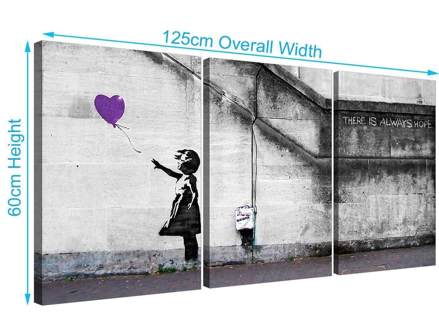 Banksy Balloon Girl Purple Heart Hope Canvas