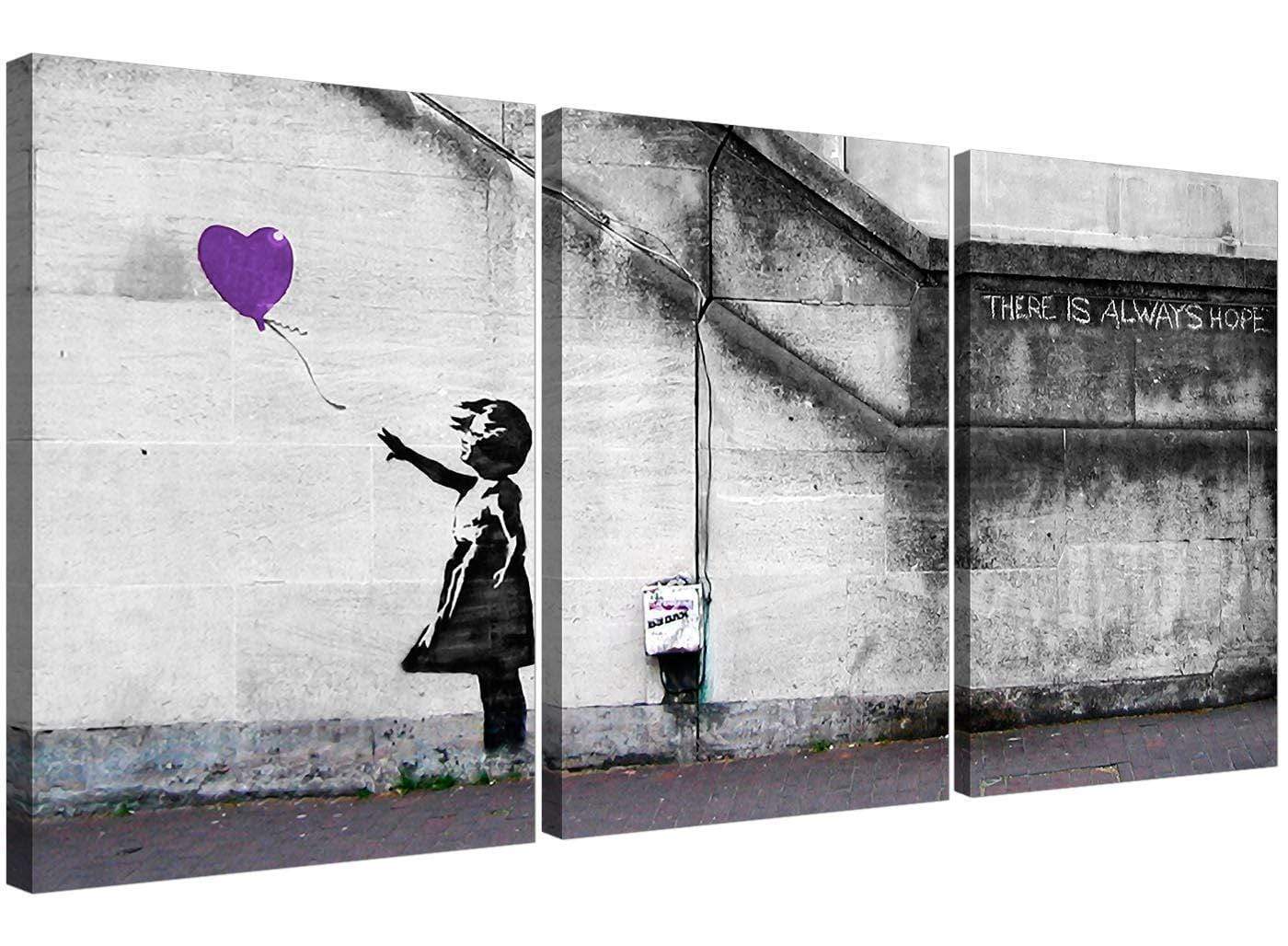 Banksy Balloon Girl Purple Heart Hope Canvas