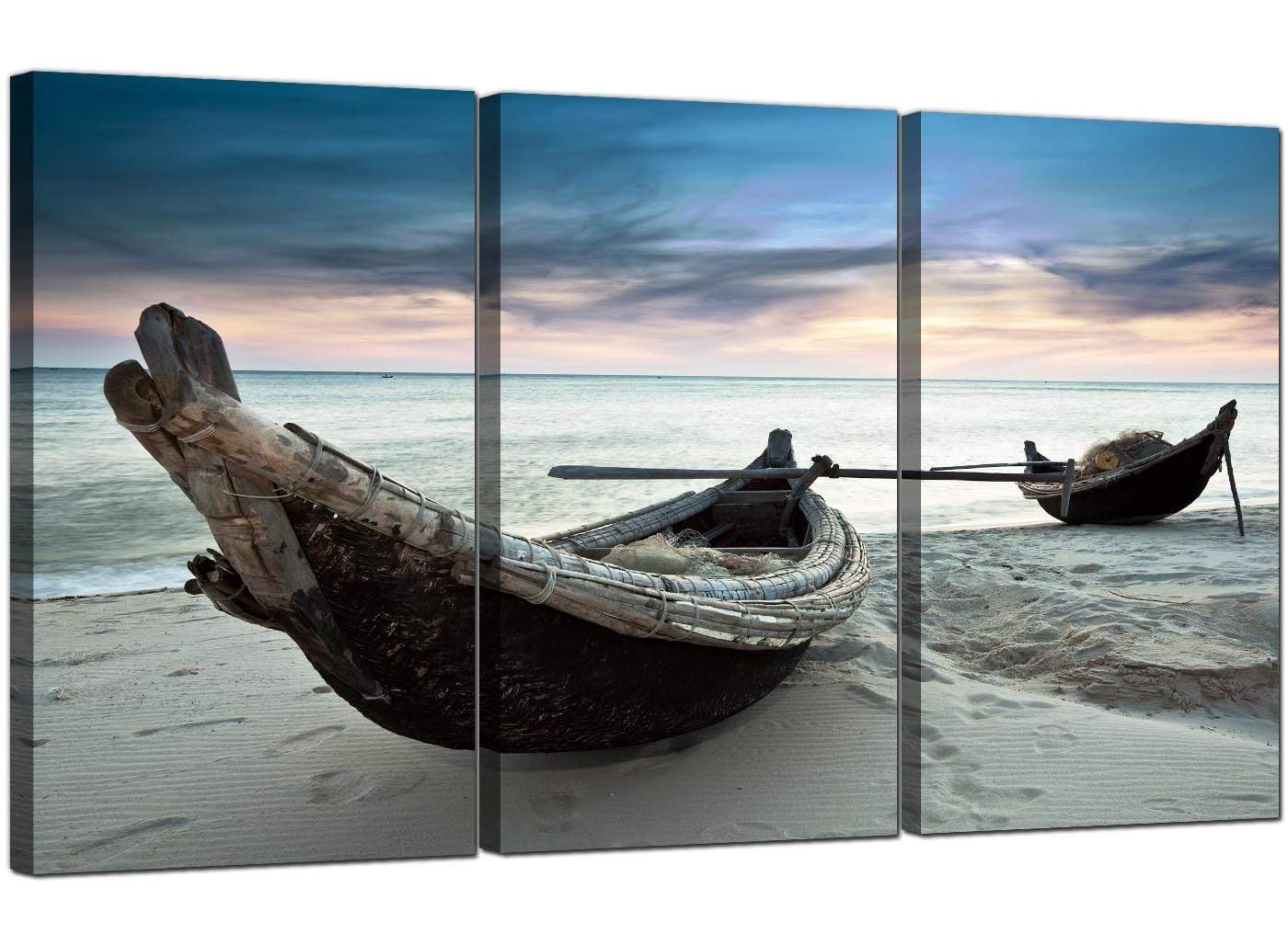 Thailand Fishing Boats Sunset Beach Modern Canvas Art