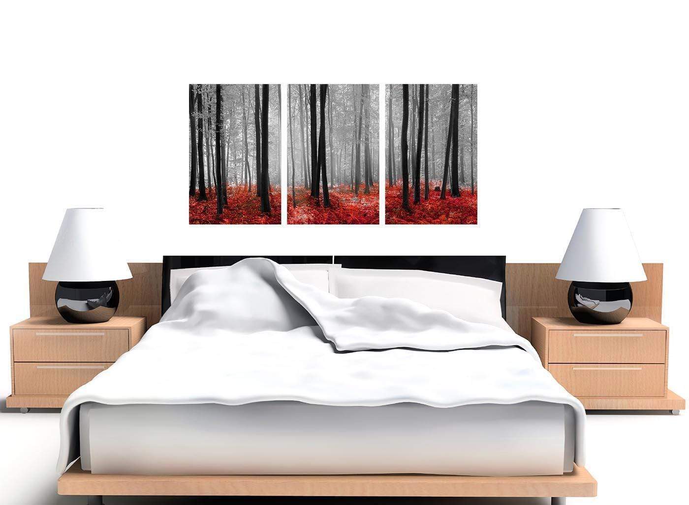 Black White Red Grey Forest Woodland Trees Canvas