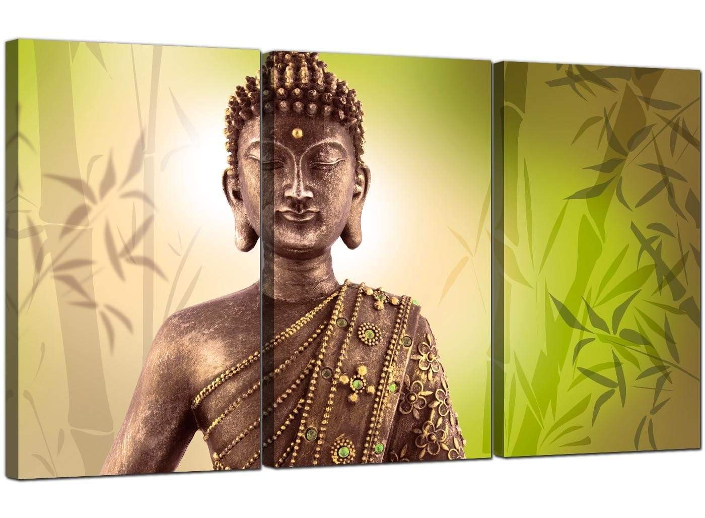 Abstract Buddha Lime Green Bamboo Zen Canvas