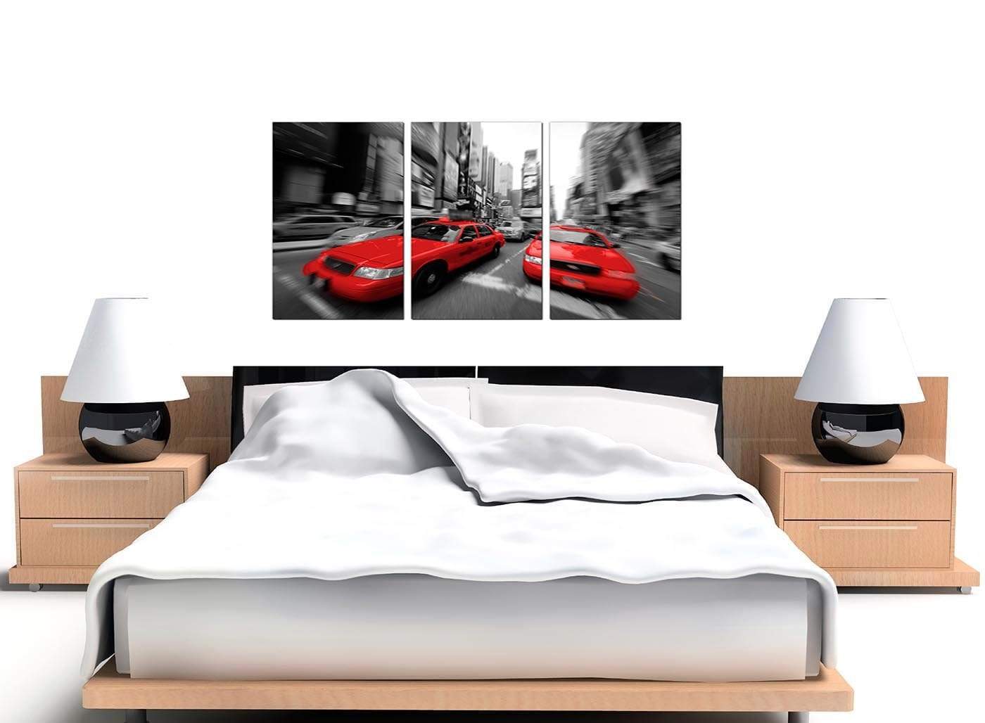 Red Black White Grey New York Taxi Cab City Canvas