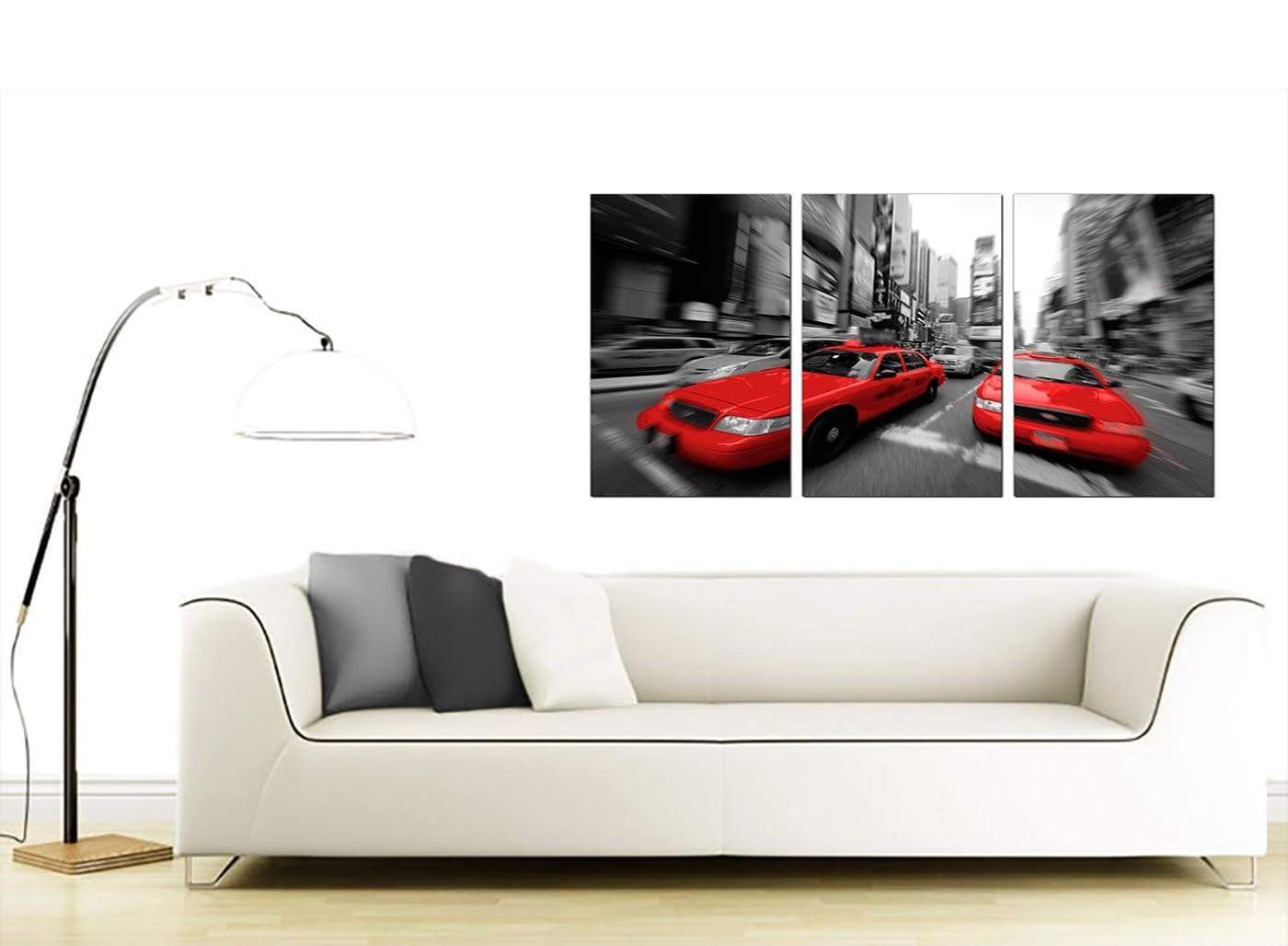 Red Black White Grey New York Taxi Cab City Canvas
