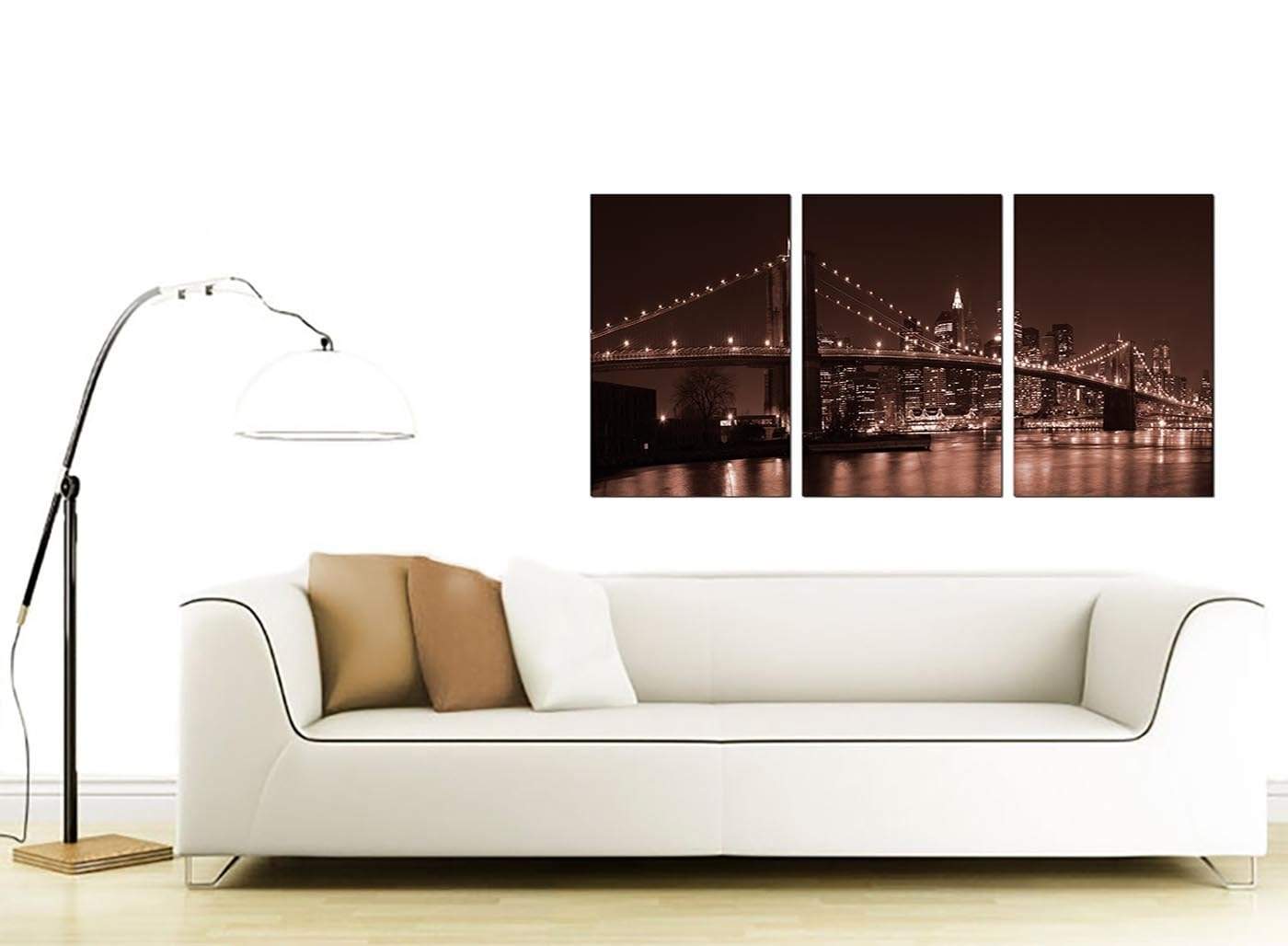 Brown Brooklyn Bridge New York Skyline City Canvas