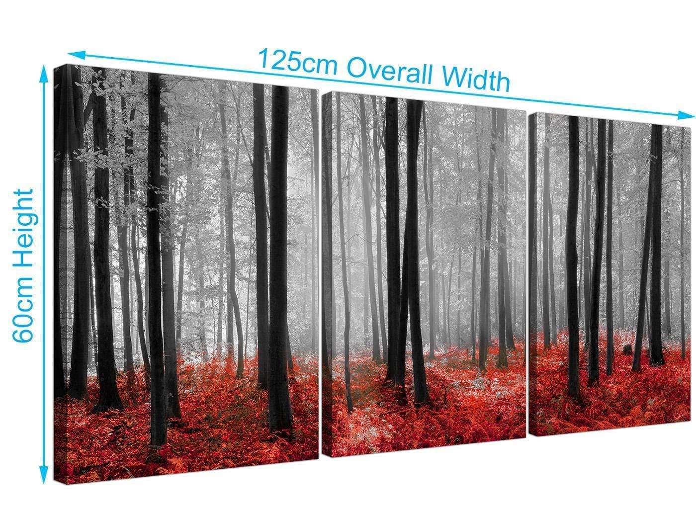 Black White Red Grey Forest Woodland Trees Canvas