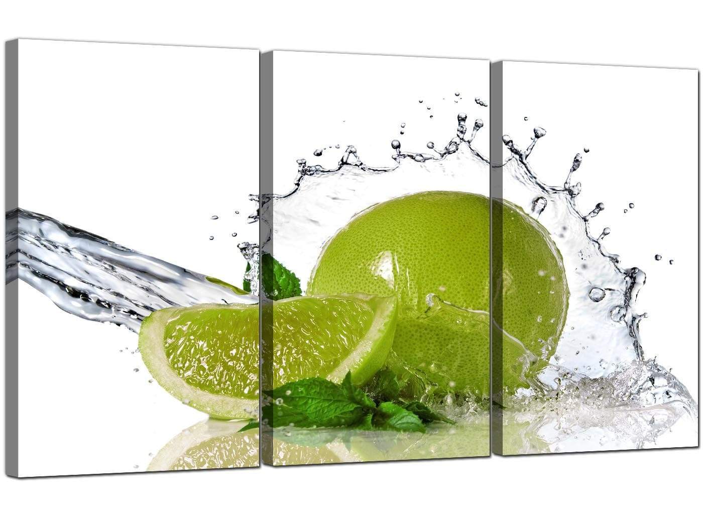 Lime Green White Fruit Splash Kitchen Canvas