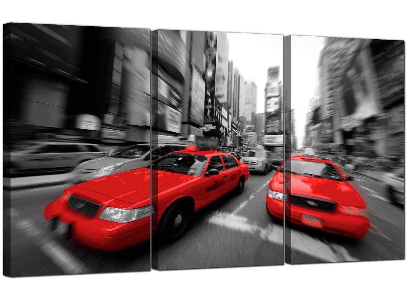 Red Black White Grey New York Taxi Cab City Canvas