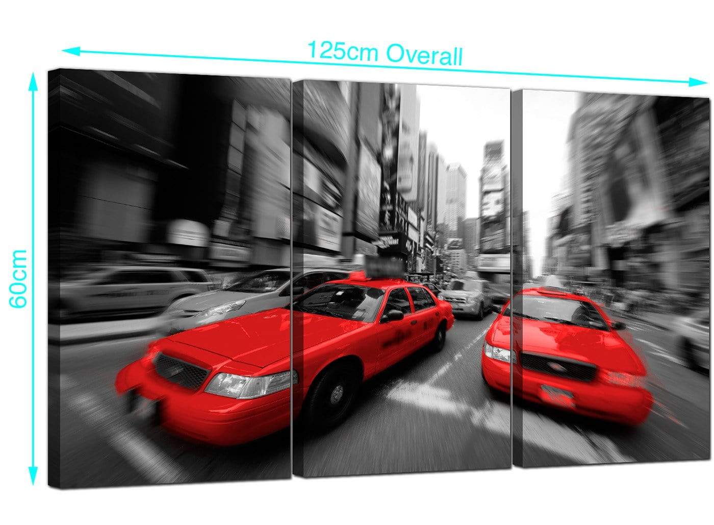 Red Black White Grey New York Taxi Cab City Canvas