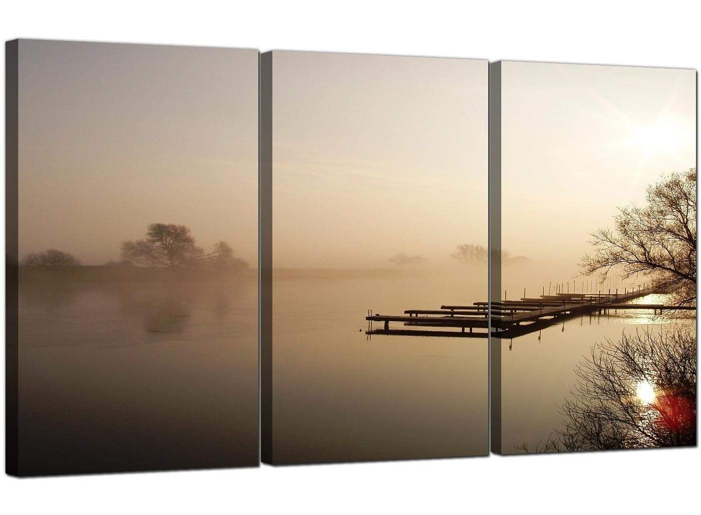 Sepia Brown Sunset Jetty Sunset View Landscape Canvas Art