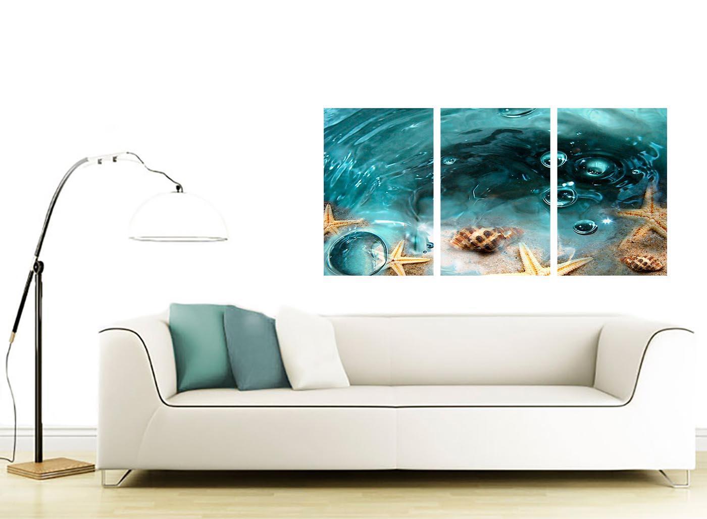 Teal Bathroom Sea Shells Starfish Beach Modern Canvas