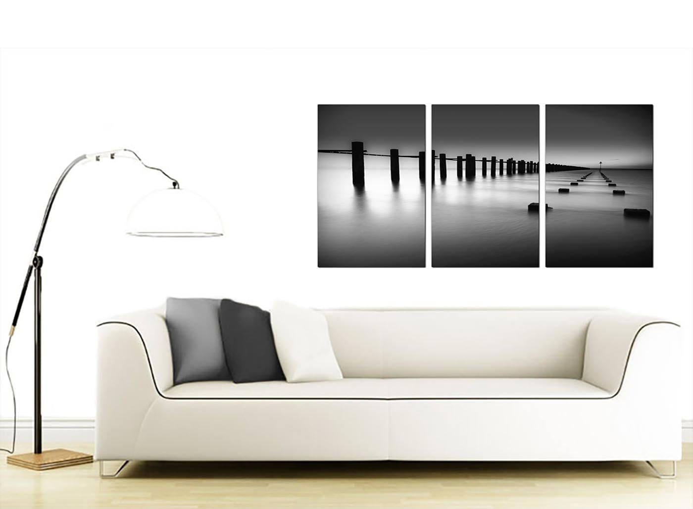 Modern Black White Beach Scenery Landscape Canvas
