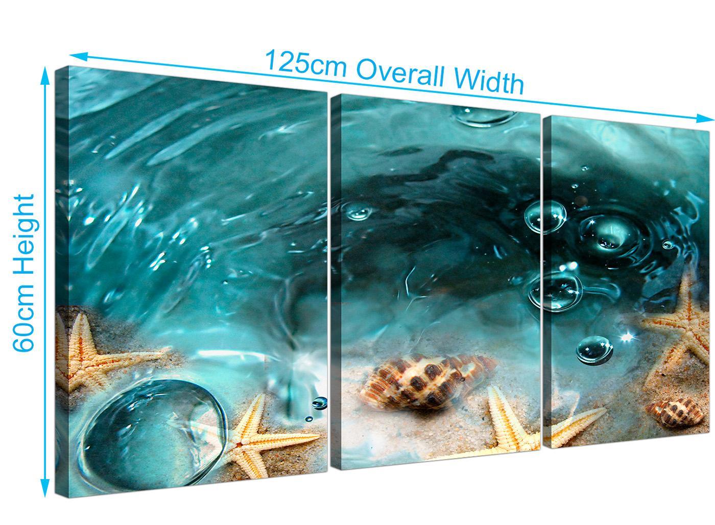 Teal Bathroom Sea Shells Starfish Beach Modern Canvas
