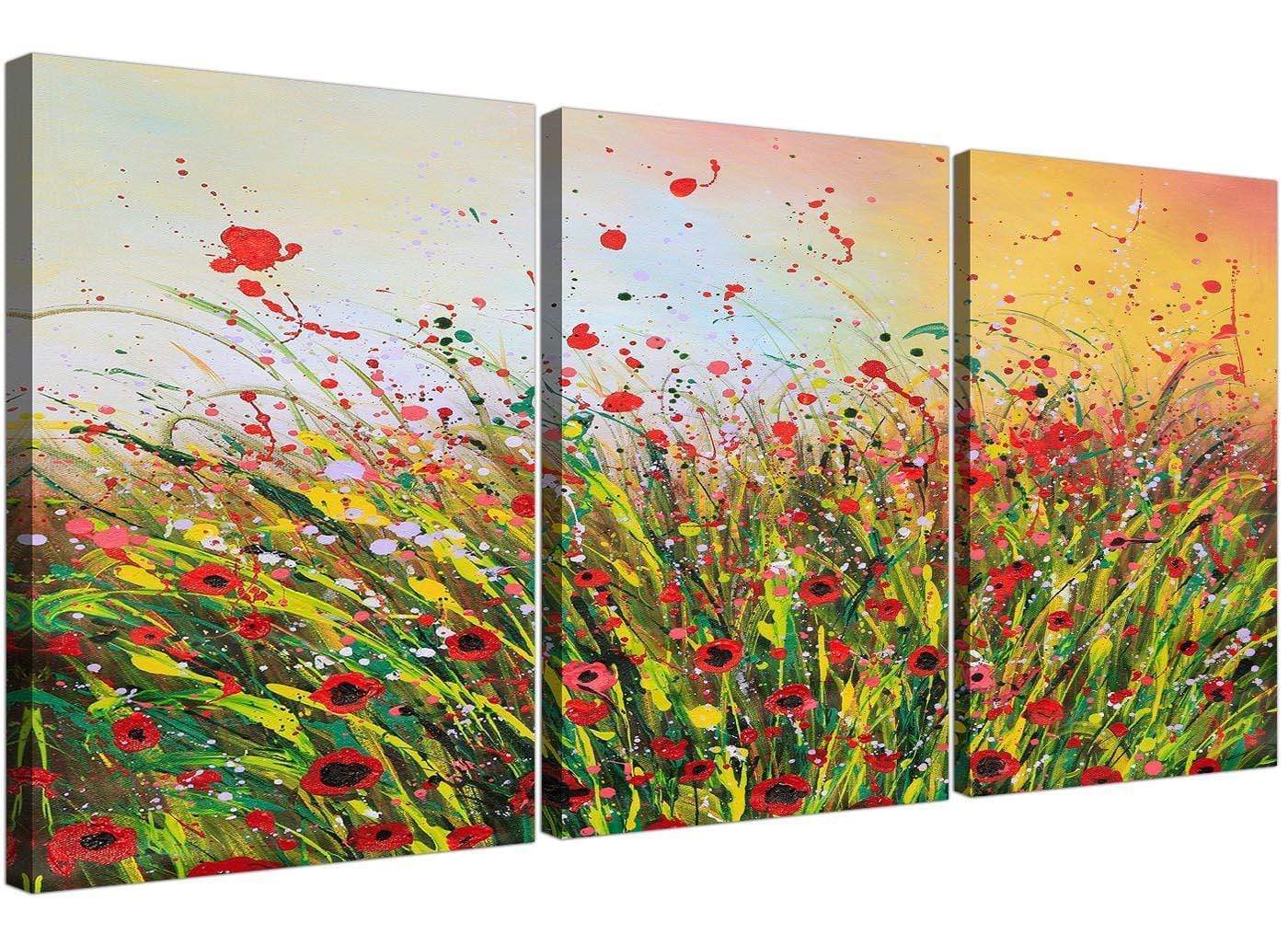 Modern Abstract Summertime Flowers Red Floral Canvas Prints