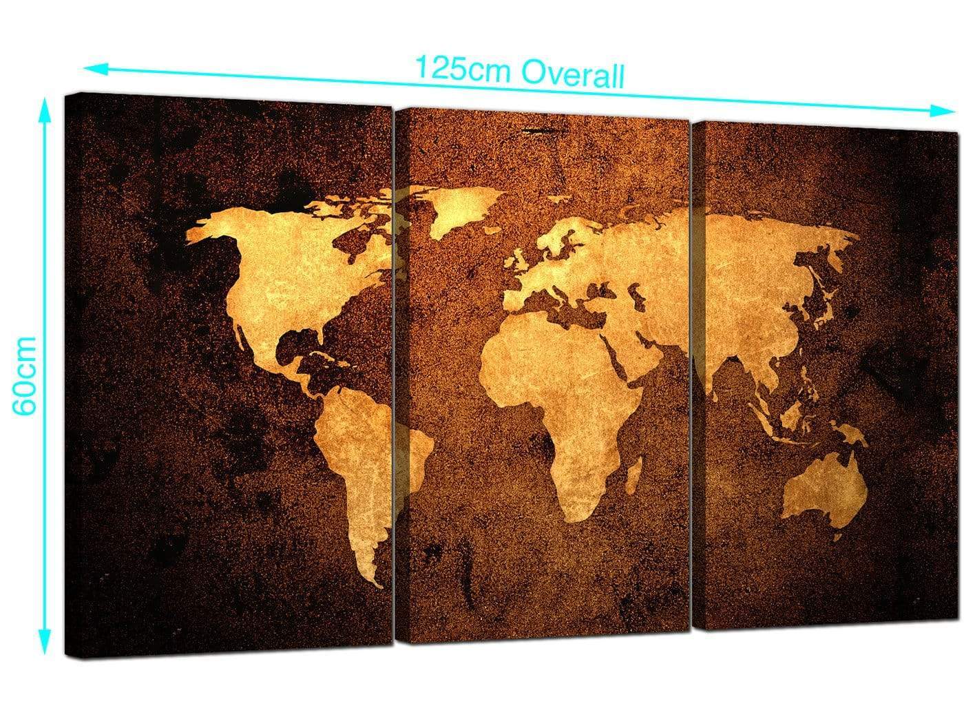 Old World Map - Brown Cream Canvas
