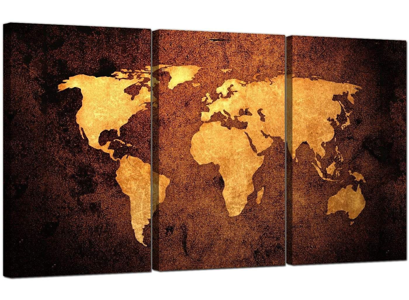 Old World Map - Brown Cream Canvas