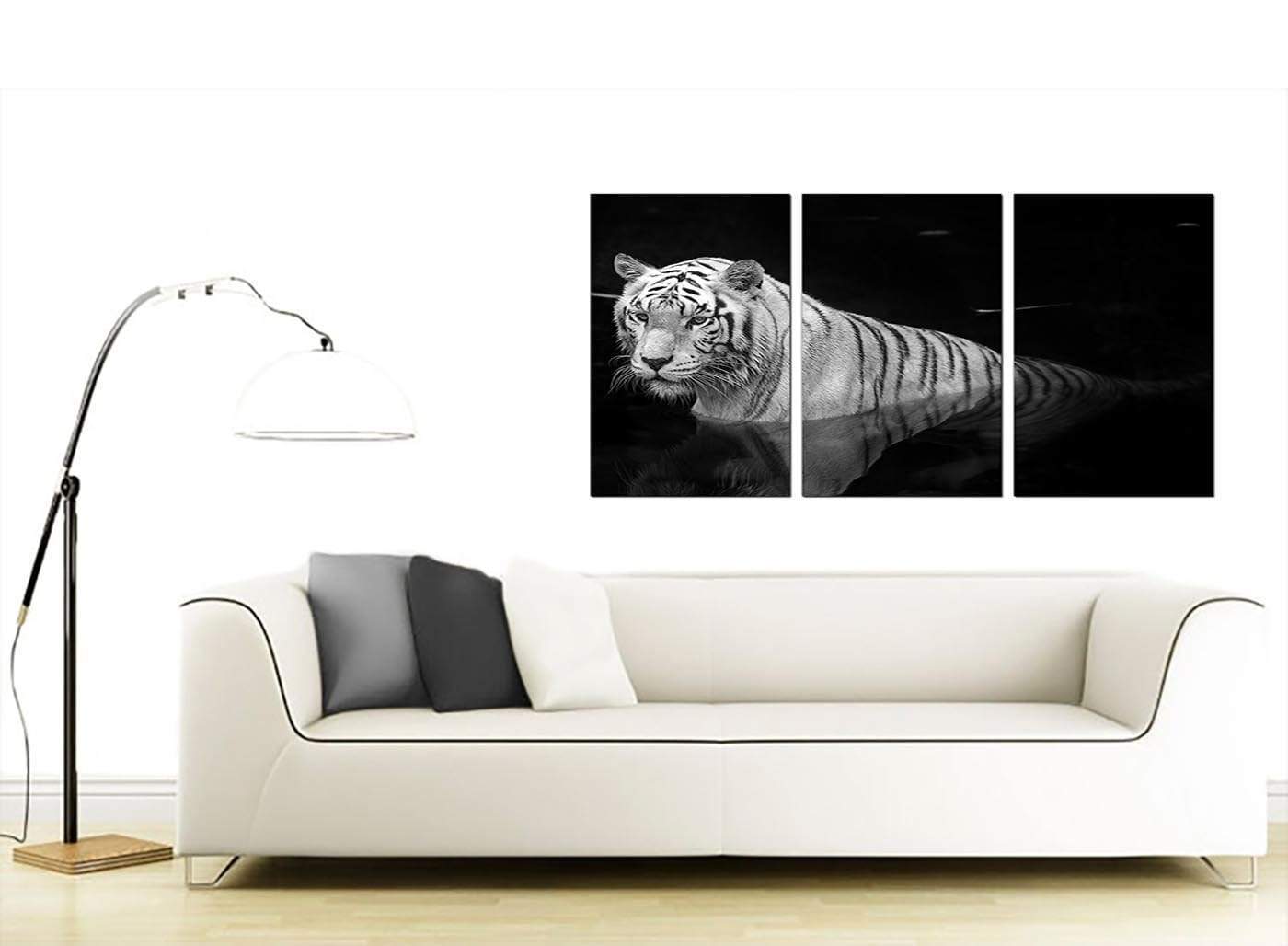Modern Black White Bengal Tiger Water Canvas