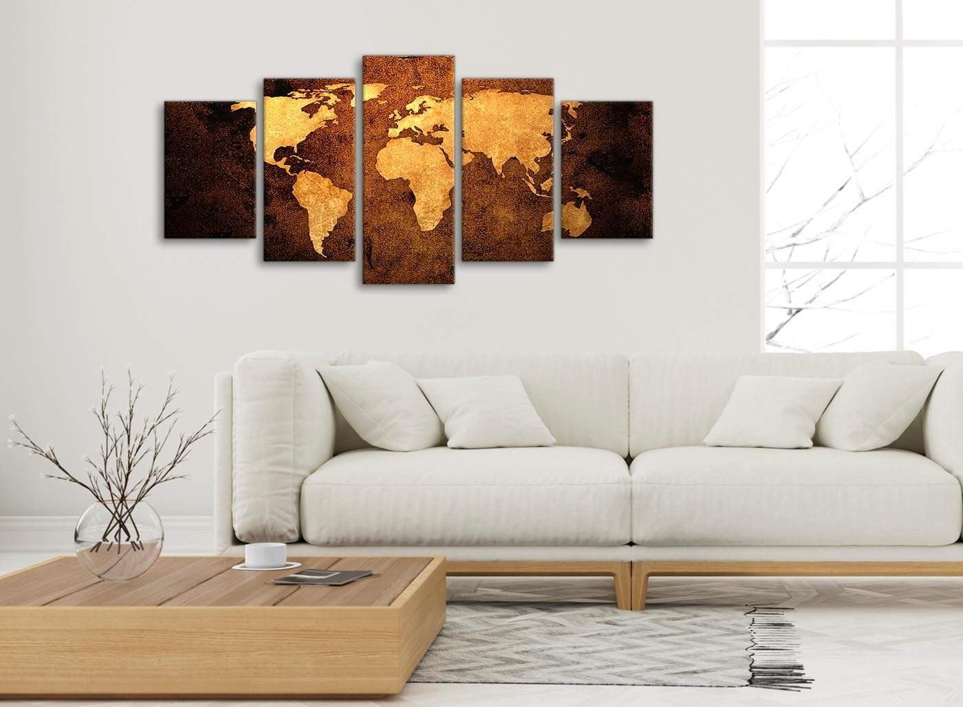 Old World Map - Brown Cream Canvas