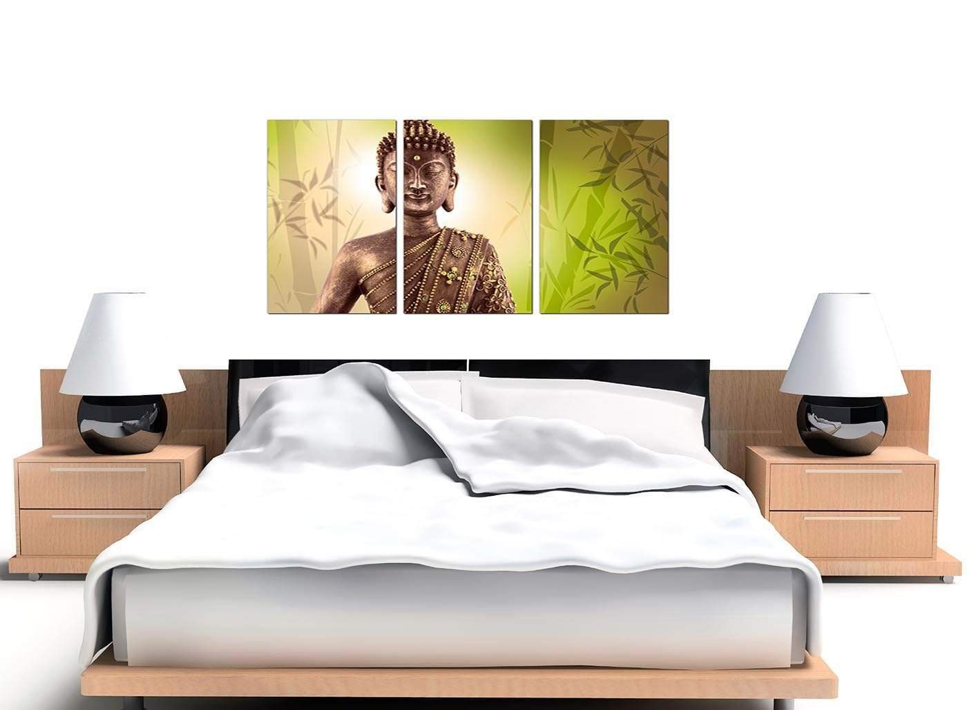 Abstract Buddha Lime Green Bamboo Zen Canvas