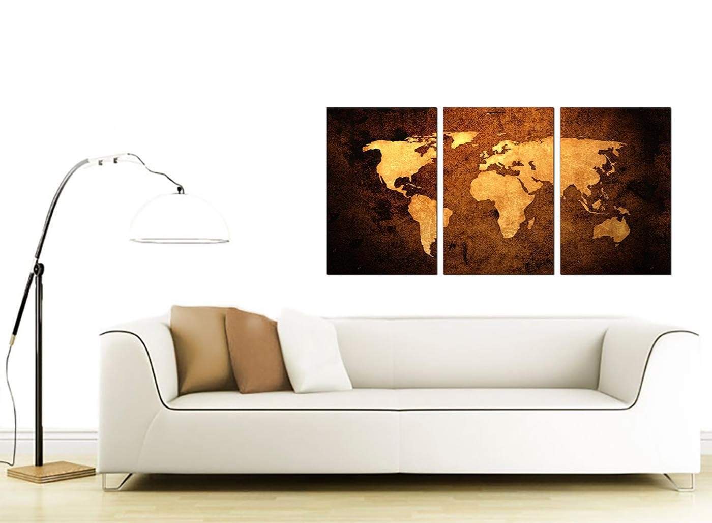 Old World Map - Brown Cream Canvas