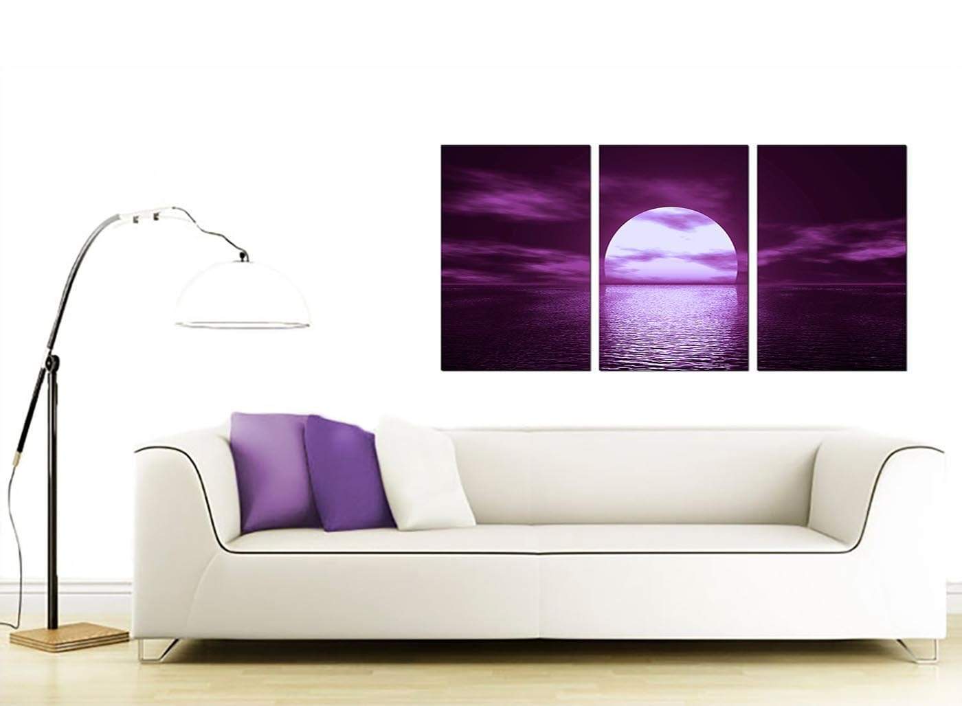 Purple Sunset Ocean Sky Landscape Canvas