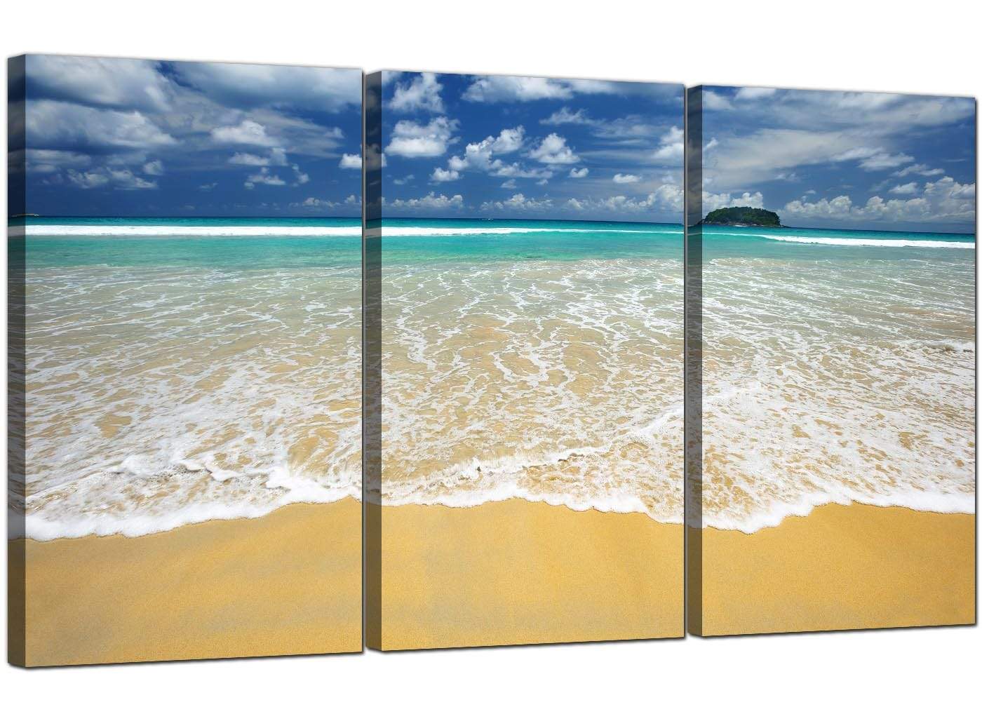 Modern Tropical Ocean Sandy Shore Scene Beach Canvas