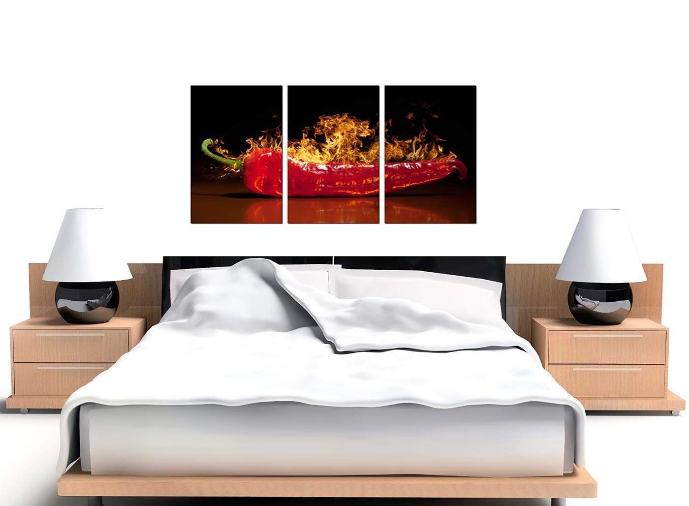 Red Hot Chilli Pepper Flaming Black Canvas