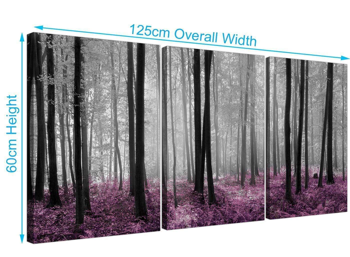 Modern Black Grey Plum Purple Forest Trees Landscape Canvas