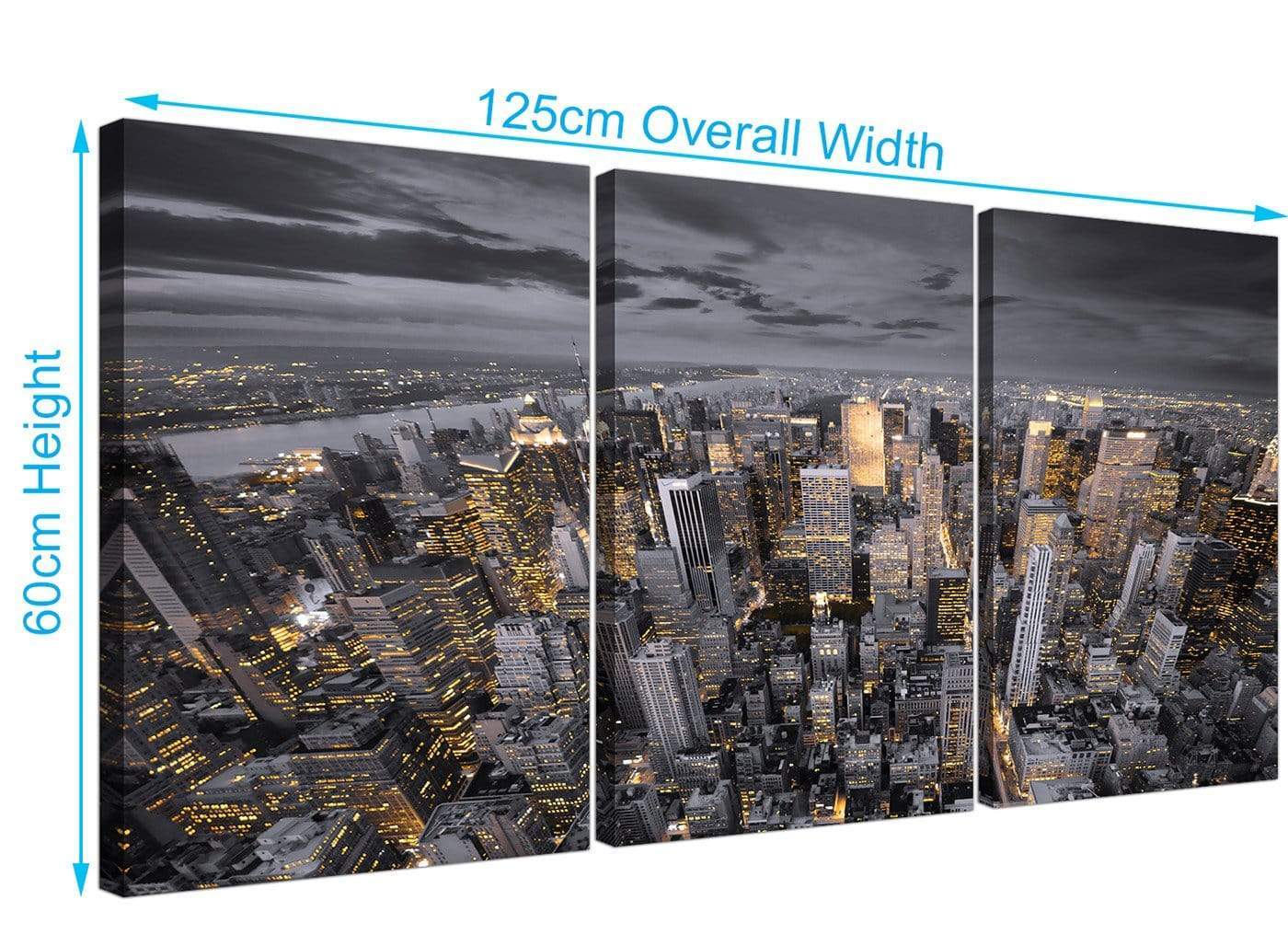 Black White Yellow New York Skyline Cityscape Canvas
