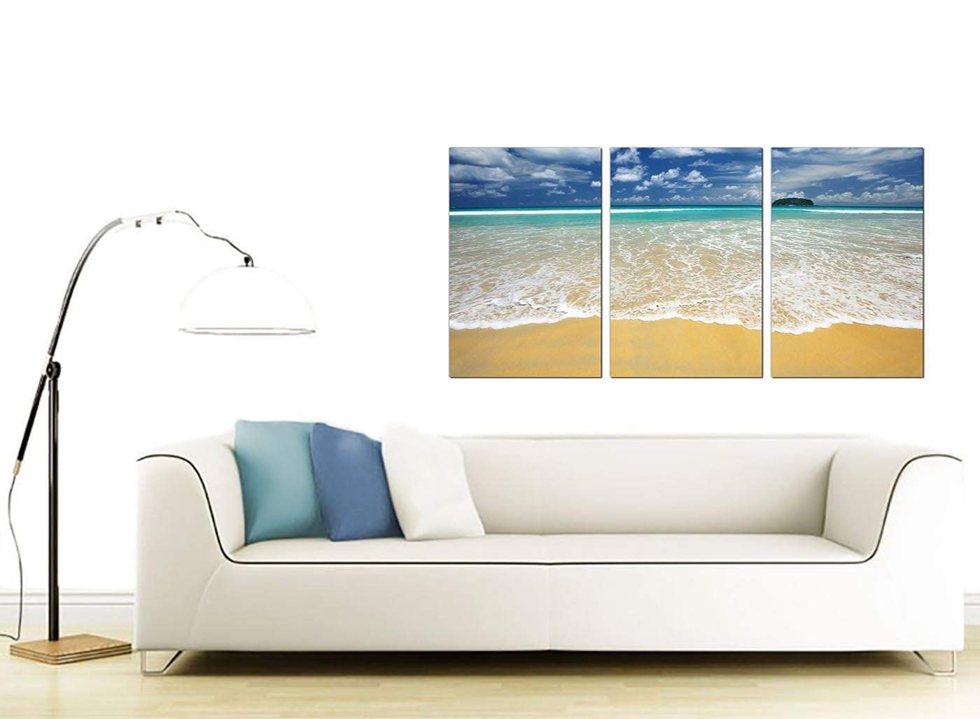 Modern Tropical Ocean Sandy Shore Scene Beach Canvas