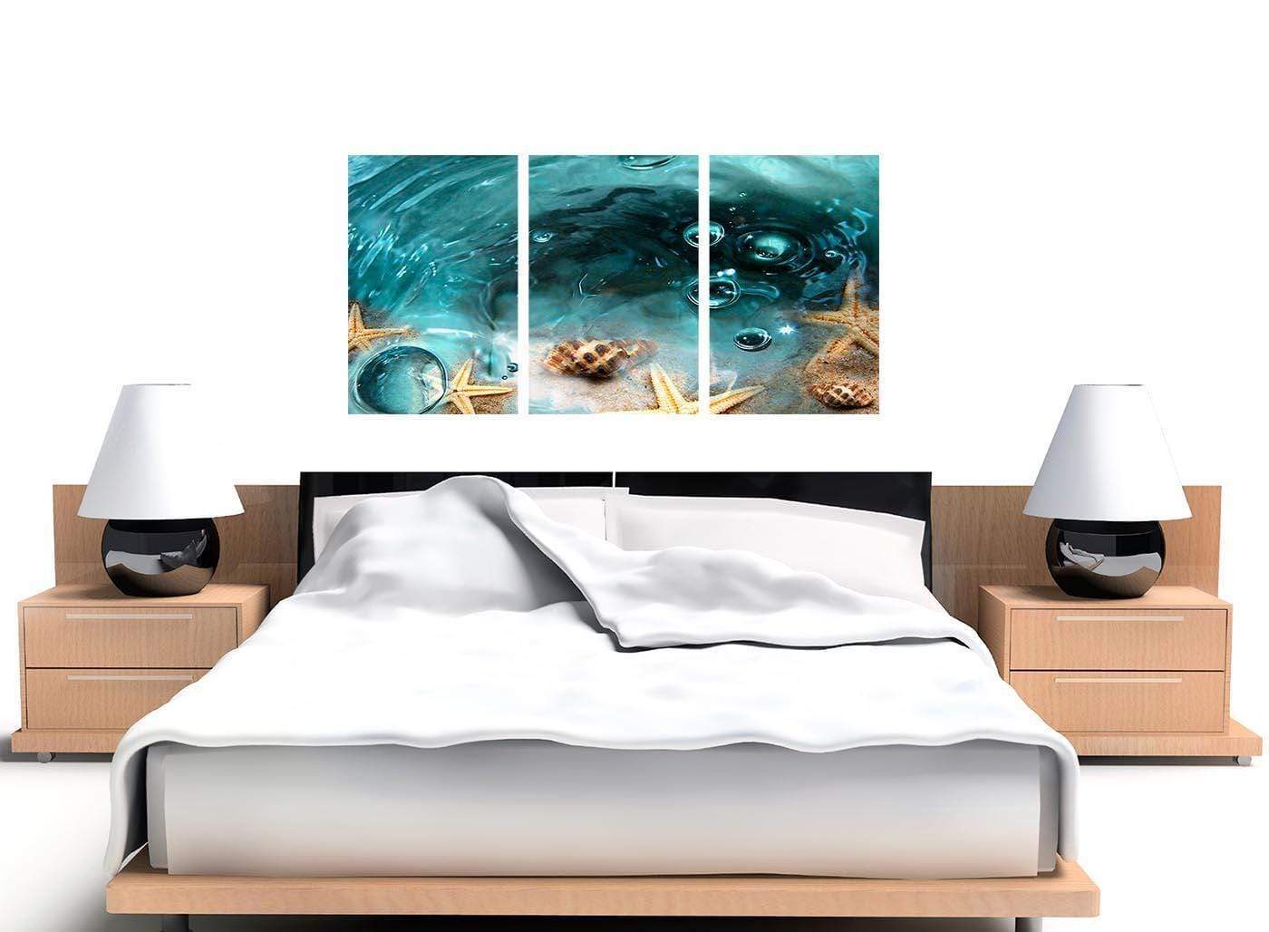 Teal Bathroom Sea Shells Starfish Beach Modern Canvas