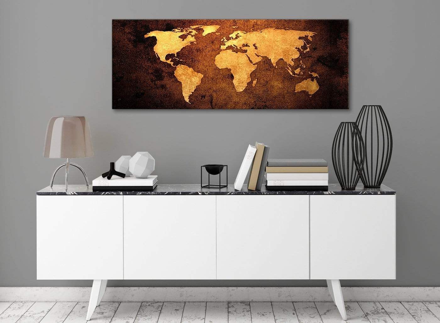 Old World Map - Brown Cream Canvas