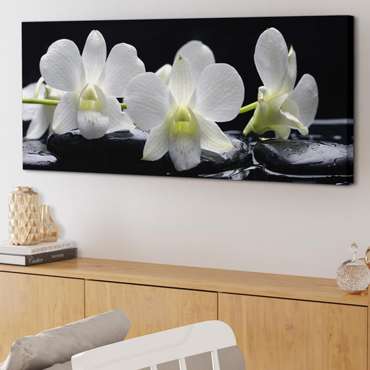 Black and White Orchid Flower Floral Canvas