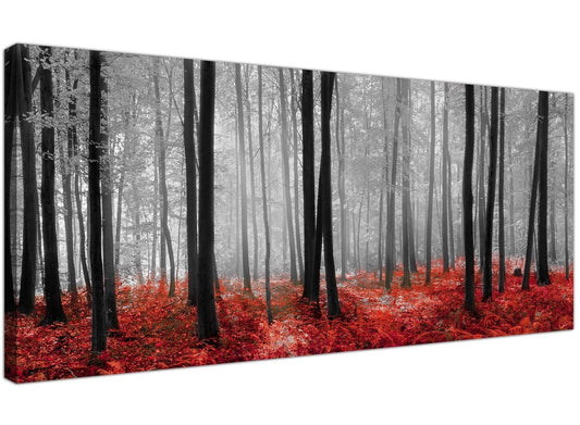 Black White Red Grey Forest Woodland Trees Canvas
