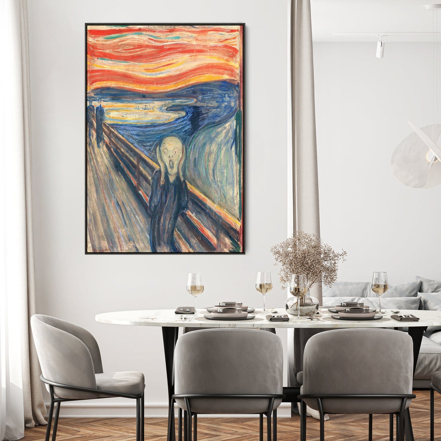 Large Edvard Munch Scream Wall Art Framed Canvas Print of Famous Painting