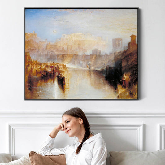 Large JMW William Turner Landscape Wall Art Framed Canvas Painting of Ancient Rome Painting