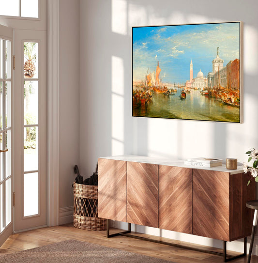 Large JMW William Turner Venice Wall Art Framed Canvas of Dogana San Giorgio Maggiore Painting