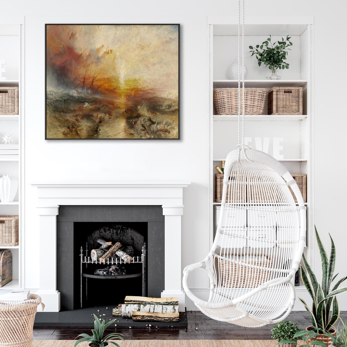 Extra Large JMW William Turner Wall Art Framed Canvas Painting of Slave Ship Painting