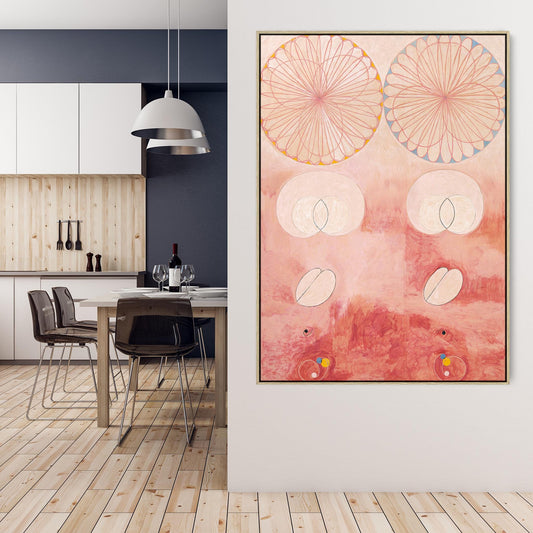 Hilma AF Klint Pink Abstract Wall Art Framed Canvas Print of No9 Old Age Painting