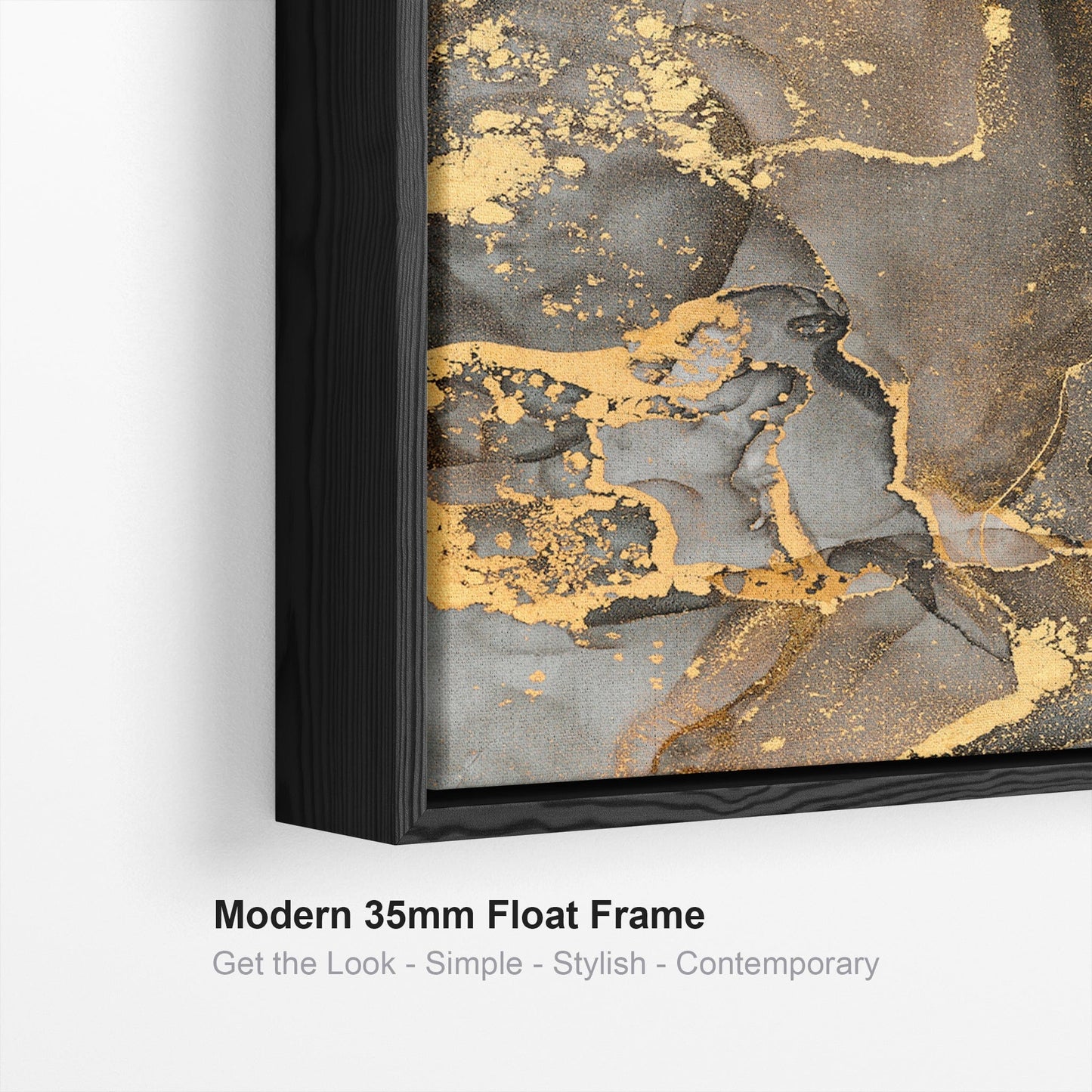 Extra Large Framed Wall Art Pictures for Living Room - Grey Black Gold Abstract Marble - Set of 3 - XXL 212cm Wide
