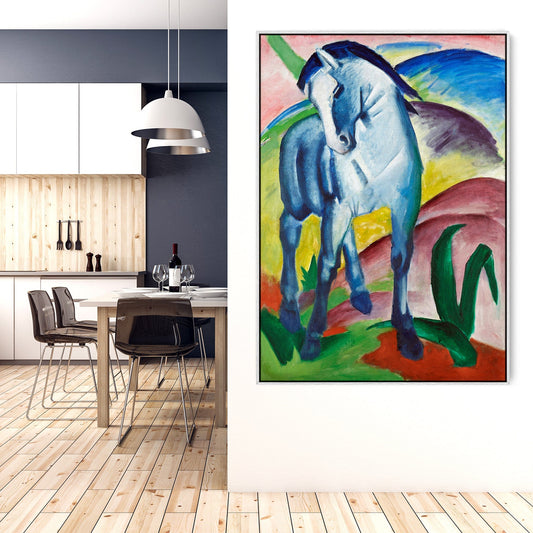 Large Franz Marc Wall Art Framed Canvas Print of Blue Horse Painting