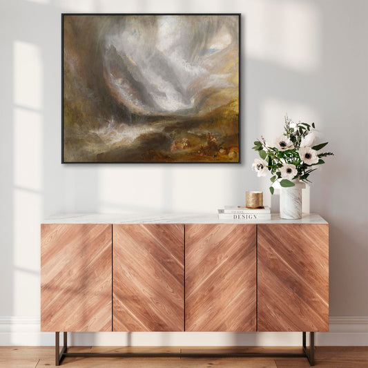 Large JMW William Turner Wall Art Framed Canvas Print Snow Storm Avalanche Landscape Painting