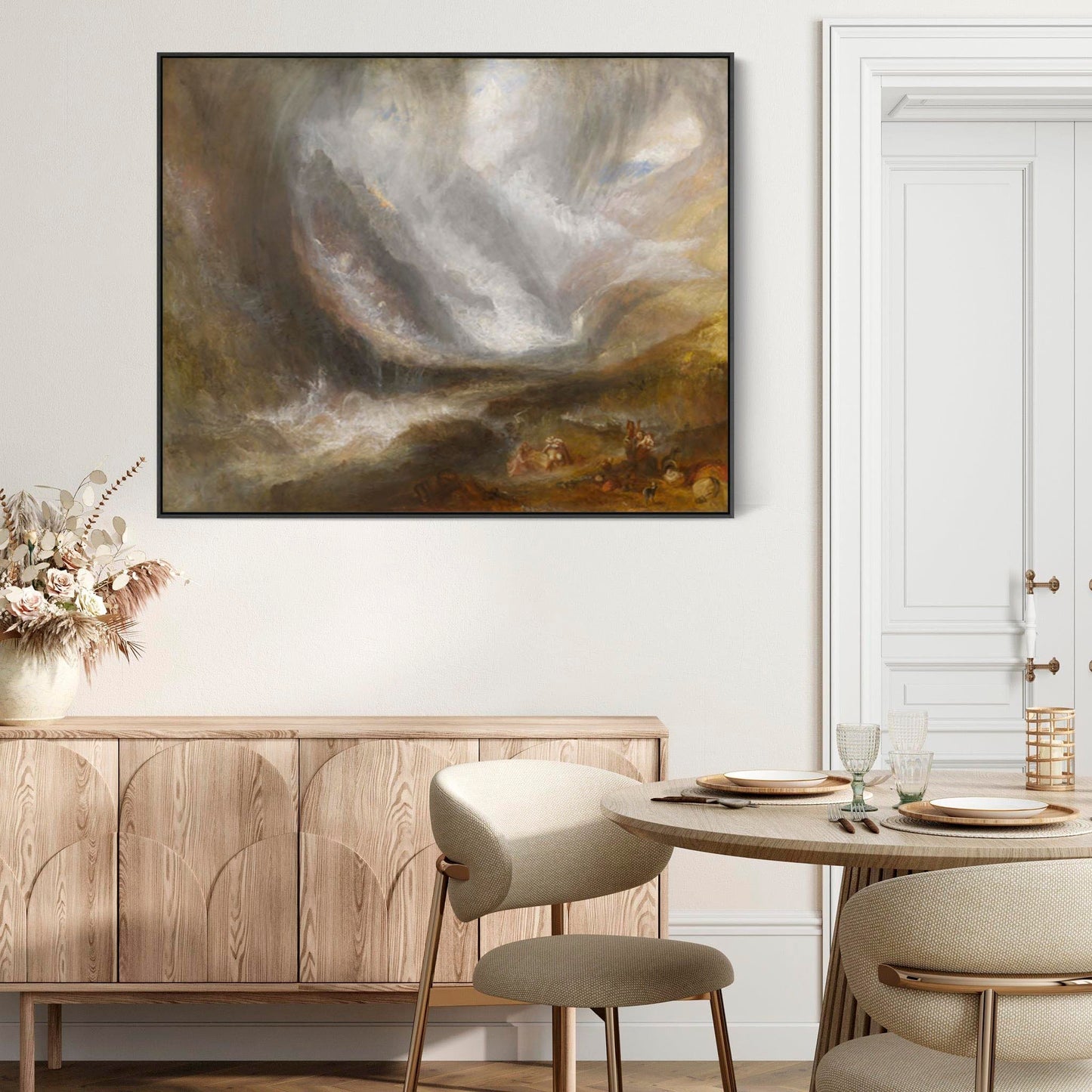 Large JMW William Turner Wall Art Framed Canvas Print Snow Storm Avalanche Landscape Painting