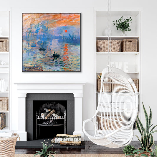 Claude Monet Framed Canvas Wall Art Print - Sunrise - Extra Large XL - 100cm x 100cm Artwork
