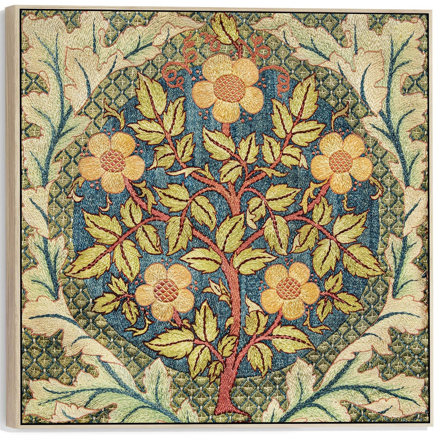 William Morris Wall Art Framed Canvas Print of Rose Wreath Pattern - 100cm x 100cm