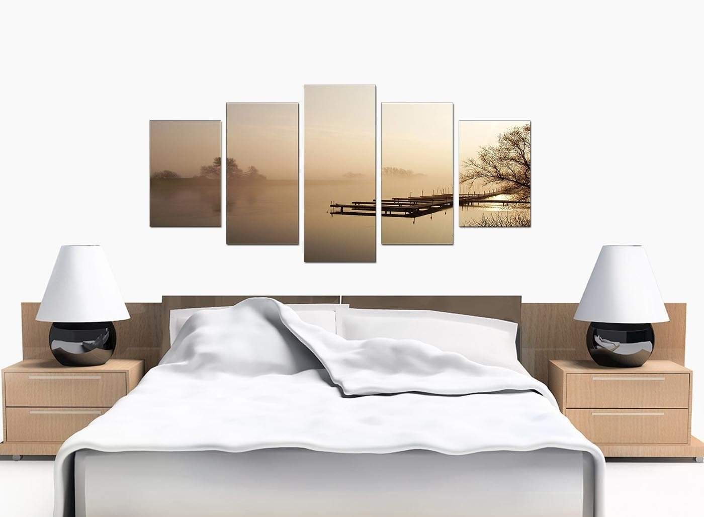 Sepia Brown Sunset Jetty Sunset View Landscape Canvas Art