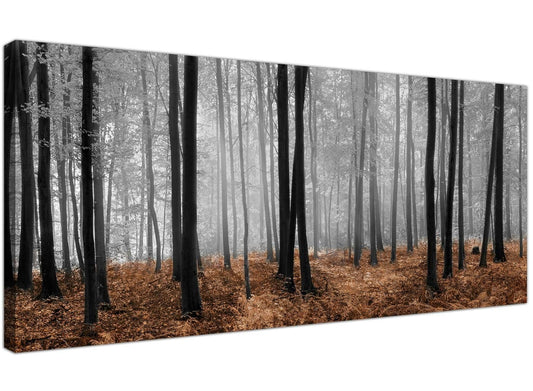Black White Brown Grey Forest Woodland Trees Canvas Wall Art