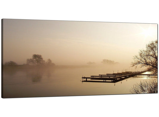 Sepia Brown Sunset Jetty Sunset View Landscape Canvas Art