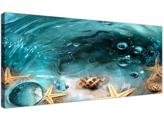 Teal Bathroom Sea Shells Starfish Beach Modern Canvas