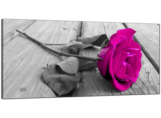 Pink Rose Grey Black White Flower Floral Canvas