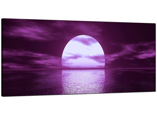 Purple Sunset Ocean Sky Landscape Canvas